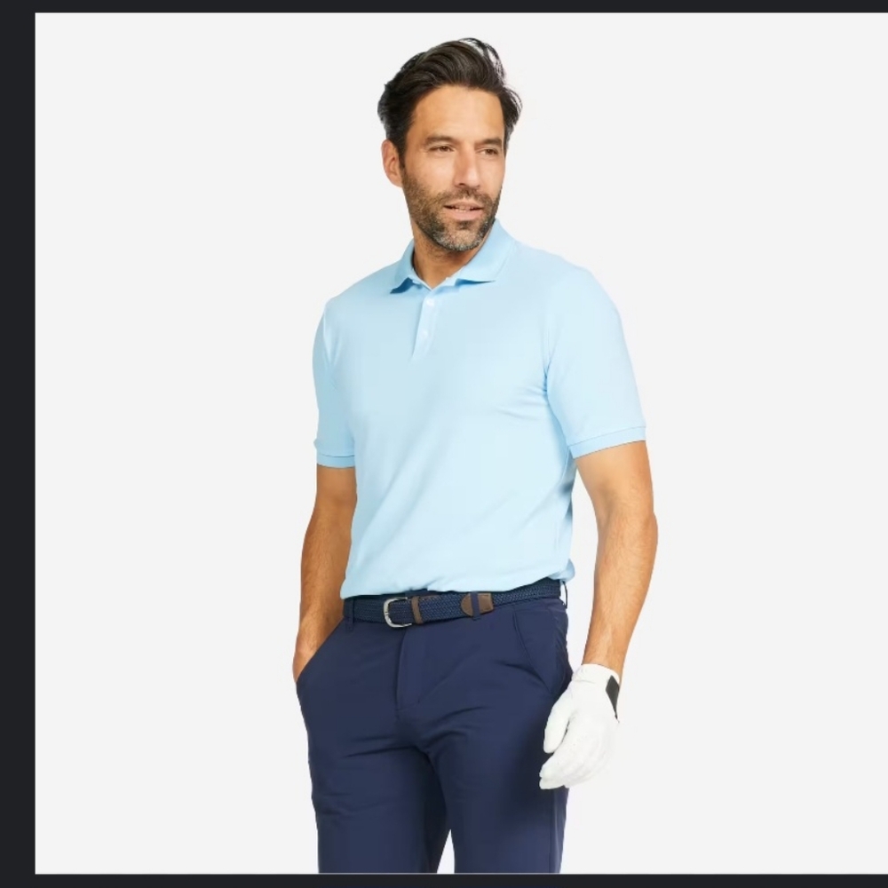 Peter Millar Summer Comfort Polyester Golf Athletic Polo Shirt sz L blue